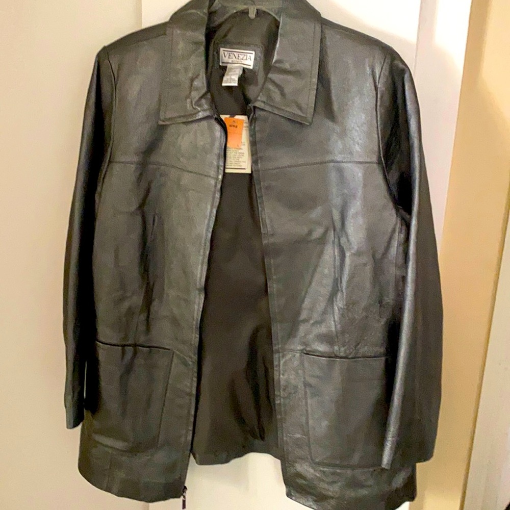 Venezia Vitale leather charcoal gray jacket